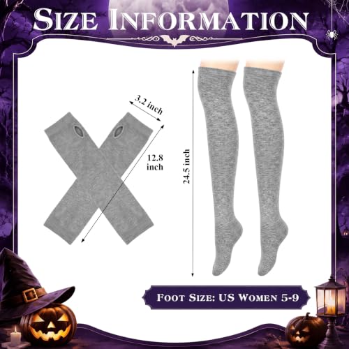 Image of Geyoga Arm Warmers Leg Warmers Striped Thigh High Socks Fingerless Gloves Stockings Christmas Halloween