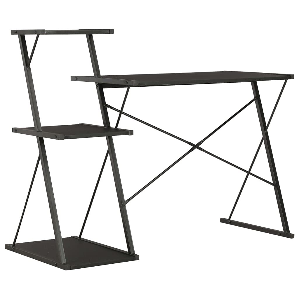 Scrivania,Supporto per stampante,Piccola postazione di lavoro in casa,Scrivania per computer in stile moderno,Scrivania con Mensole Nera 116x50x93 cm