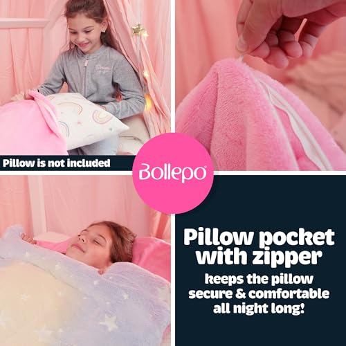 kids sleeping bag for boys amp girls - glow in the dark for ages 3 large with pillow pocket extra soft toddler blanket 6634 x 3334
