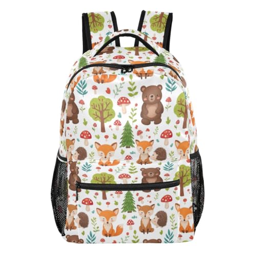 Sac à dos blanc ours renards garçons adolescents écolière grand sac de voyage S