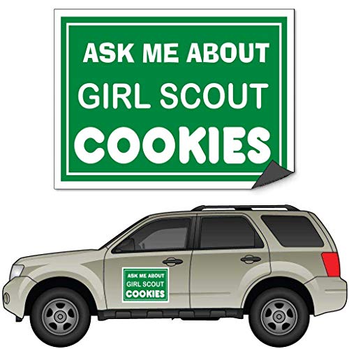 VictoryStore Car Door Magnet: Ask Me About Girl Scout Cookies Car Door Magnets - Set of 2 - Color 18 inches x 24 inches