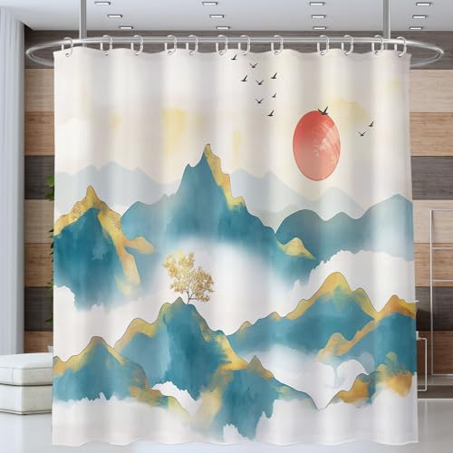 Rideau de douche 240x200 cm imperméable bleu clair - 3
