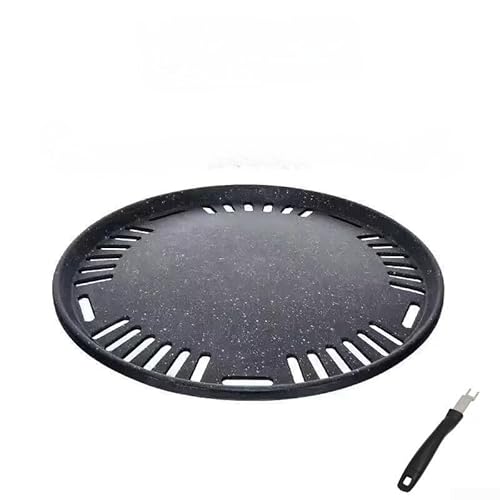 Padella rotonda per barbecue senza fumo, progettata per grigliare a carbone in stile coreano, materiale in ferro antiaderente che offre calore uniforme e facile pulizia per vari alimenti (B)