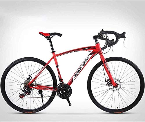 JNPGVTCD Bicicleta de Carretera 26 Pulgadas, 24 velocidades, Freno de Disco Doble, Cuadro de Acero con Alto Contenido de Carbono, Color Rojo/Rojo