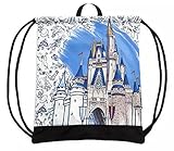 DisneyParks Disney Ink & Paint Cinderella Castle Cinch Sack Bag,Blue,17in