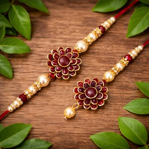 Image of Riddhika Ventures Glorious Gold Plated Religious Diamond Ring Rakhi || Traditional Rakhi Set of 2 & Festive Gift || Rakhi Gift Combo for Bhaiya Bhabhi