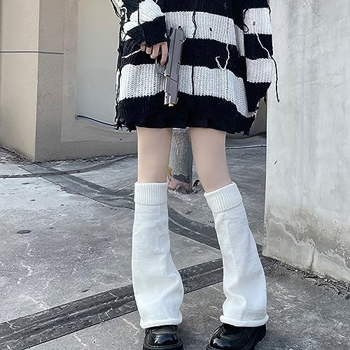 2Pairs Black White Leg Warmers for Women Winter Knit Leg Warmers Warm Leg Sleeves for Women2