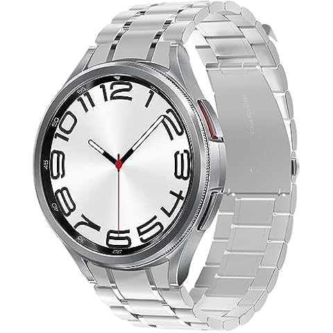 Compatible with Samsung Galaxy Watch 6 Classic Bands 47/43/44/40mm, Business Solid Stainless Steel Band for Galaxy Watch 7 Band 40/44mm, for Galaxy Watch 4 5 Pro Band 45/40/44mm No Gap Band Cover