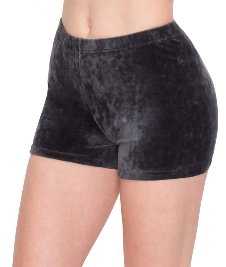 ALWAYS Women's Velvet Pajama Shorts - Premium Soft Fluffy Plush Sexy Lounge PJ Short Bottoms Pants Charcoal M