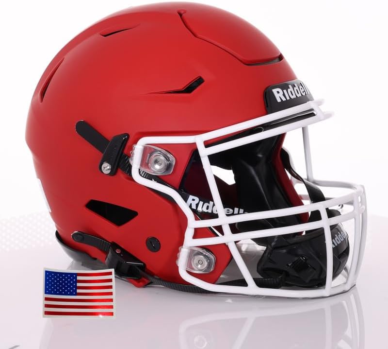 2025 Riddell SpeedFlex Adult w/White SF-2BD Facemask + US Helmet Flag Decal - Green Gridiron