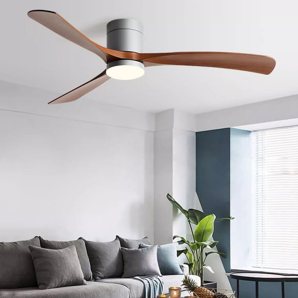 Ceiling Fans With Lights Remote Control Dimmable LED Ceiling Fan Wooden Quiet Reversible Modern Ceiling Fan With Light Reversible Noiseless Ceiling Fan Lamps For Bedroom Farmhouse Home Fans Lighting