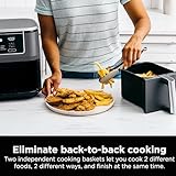 Ninja DZ401 Foodi 10 Quart 6-in-1 DualZone XL 2-Basket Air Fryer with 2 Independent Frying Baskets, Match Cook & Smart Finish to Roast, Broil, Dehydrate for Quick, Easy Family-Sized Meals, Grey