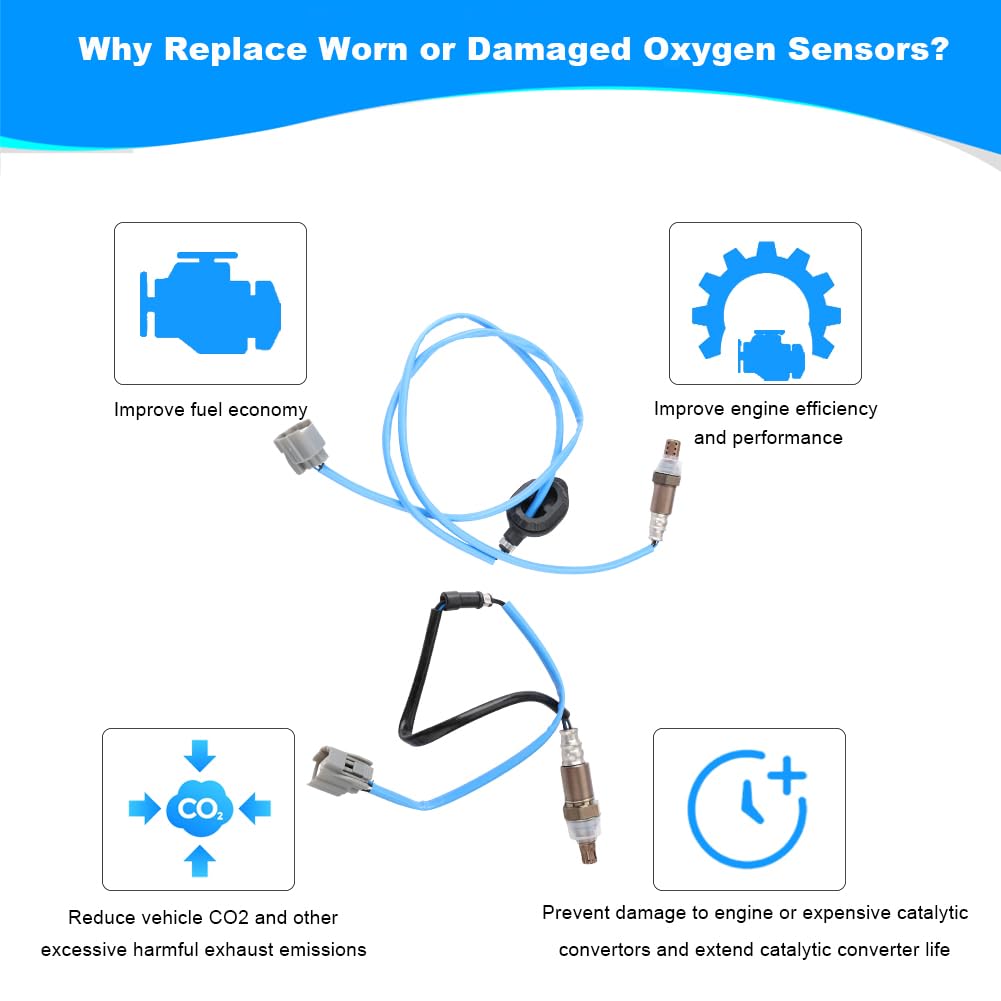 JDMON 2PCS O2 Oxygen Sensor Upstream Downstream Replacement for Honda Accord 2.4L 2003 2004 2005 2006 2007 Compatible with 234-4797, 2344363, 36532RAAA01, 36532RAAA02