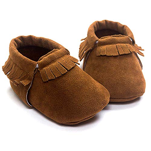 Meckior Infant Baby Girls Boys Premium Soft Sole Tassel Bowknot Moccasins Suede Leather Toddler Prewalker Fringe Anti-Slip Crib Slippers Baptism Loafers Shoes #TOP1