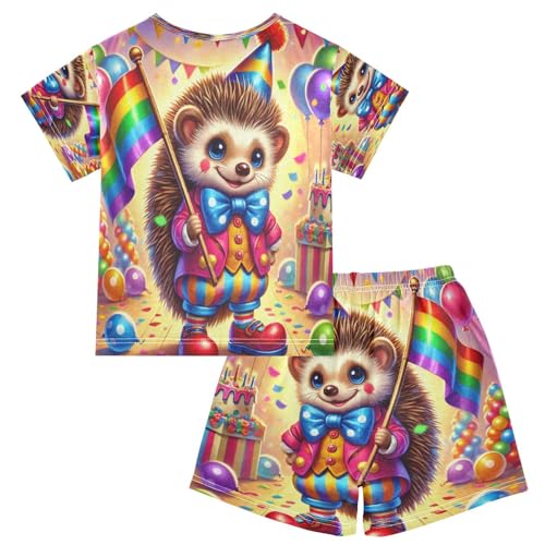 Hedgehog Mardi Purple Pajama Set Short Sleeve Nightwear Soft Clothes Set Summer Pajamas Cotton 5Y2