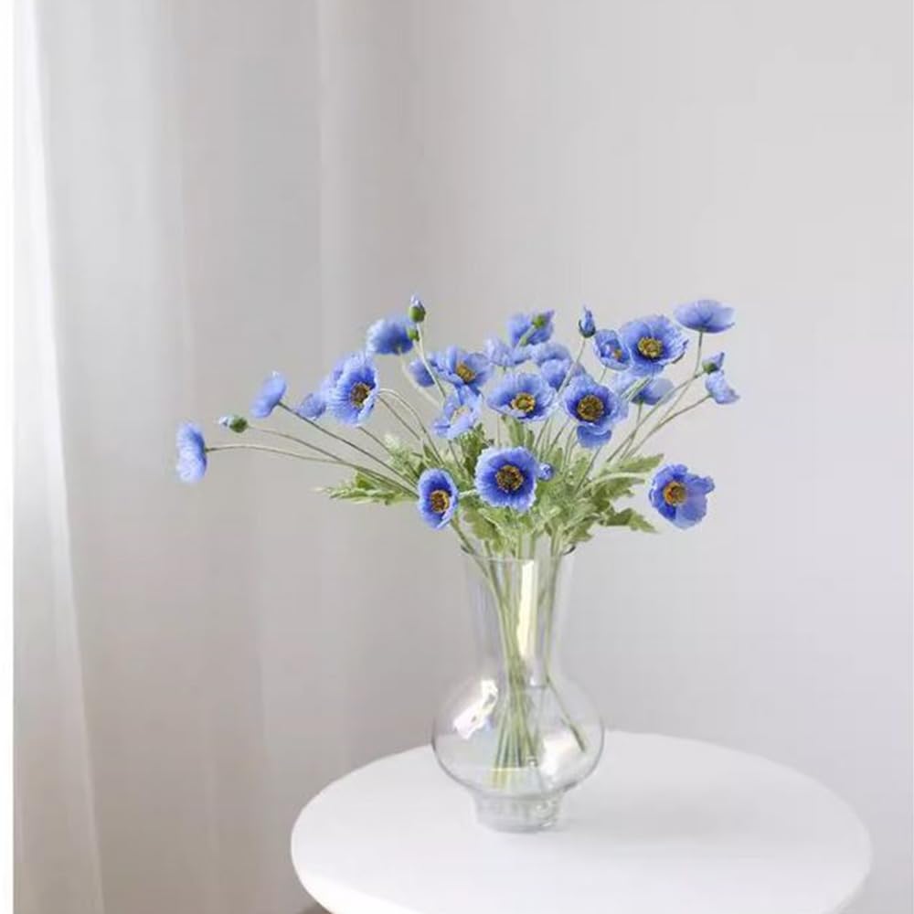 Corkwaw 6 Pcs 23.6" Artificial Poppy Silk Fake Flowers,PU Real Touch Silk Flower for Easter Memorial Day, table decorations - Image 3