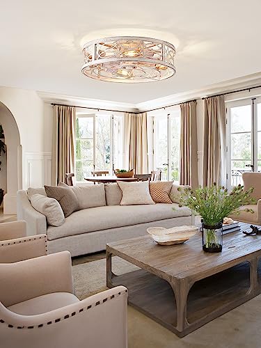 LEDIARY Caged Ceiling Fans With Lights Remote Control White, 20 Inch Flush Mount Ceiling Fan Small, Bladeless Low Profile Ceiling Fan Light Fixture For Bedroom, Kitchen, Dining Room - Image 7