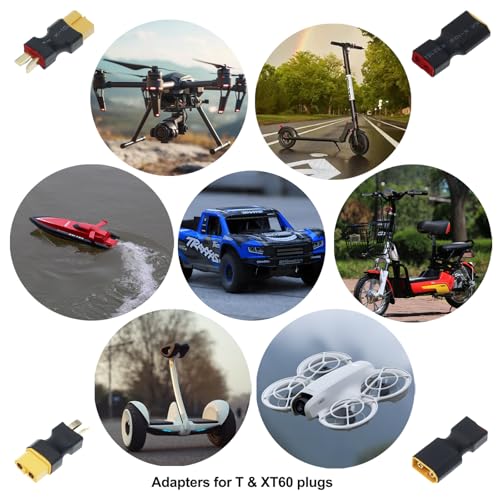 JVSRM XT60 to T Plug Female Male Connector Adapter for RC Car FPV Drone Lipo NiMH Battery Charger ESC No Wires Connector (1 Pair)