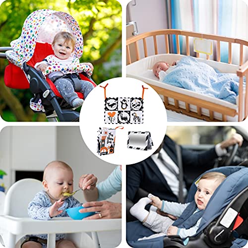 Mimei Baby-Kinderbett schwarz weiß hängend Spielzeug – Weiche Stoffform Buch – Krippe Spielmatten Hoher Kontrast doppelseitig – Bodenspiegel Bücher Buchstaben Zahlen Tiere für Neugeborene - Image 6