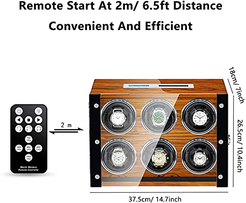 TSUSF Enrollador De Reloj Automático para 6 Relojes Pantalla Táctil LCD Motor Silencioso Control Remoto Almohadas De Reloj Ajustables Accesorios De Motor Extremadamente Silenciosos (Color : Brown) - imagen 3