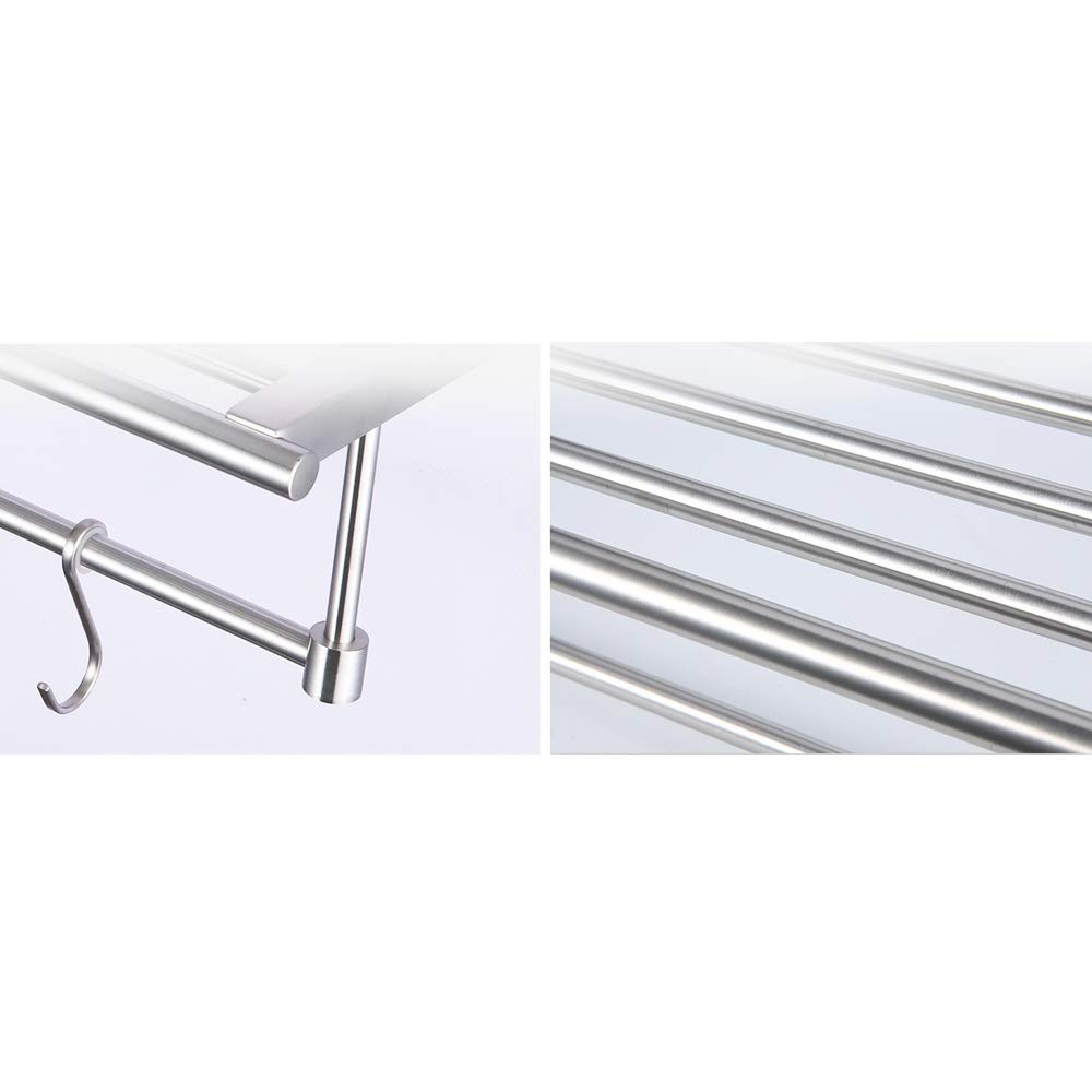 Portasciugamani, mensola da Bagno in Acciaio Inox con Gancio, Multifunzione, da Parete, per Bagno, Cucina e Cucina/Stile 1