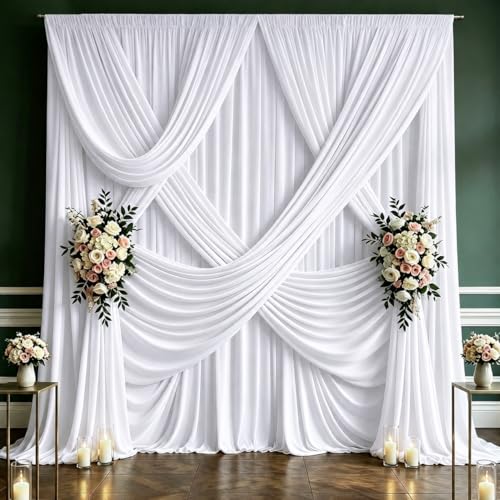 20x10 FT White Backdrop Curtains for Weddings, Parties and Photo Booths by Kulegmt - Used condition - US$46.79
