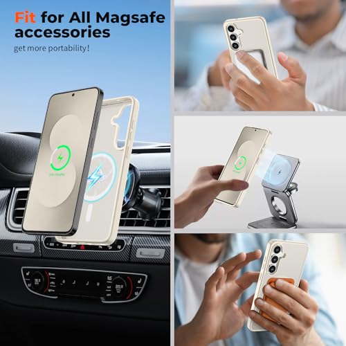 Image of SUPFINE Magnetic for Samsung Galaxy S25 FE Case with Screen Protector, (Built-in Magnets) (Military Grade Drop Protection) Slim Translucent Shockproof Phone Case,Stone