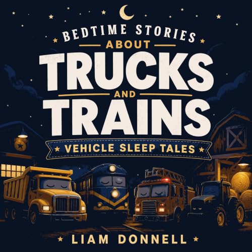 Diseño de la portada del título Bedtime Stories About Trucks and Trains: Vehicle Sleep Tales