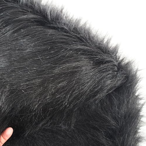 White Long Pile Faux Fur Faux Plush Muffler Scarf Dolls Jewelleries Displaying Backdrop Product Photo Backdrop, Great for Nail Art, Cushion Fluffy (Black 0.5M)