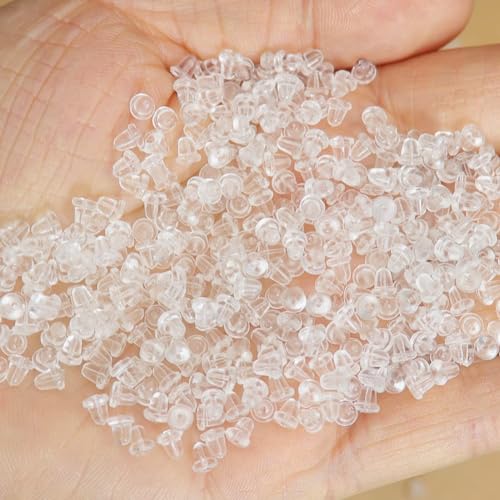 Image of Small Earring Back Stopper (500 Pcs) - Secure Earring Backs for Studs, Earrings Back Stopper, Silicone Earring Back Stopper, Earring Safety Backs & Ear Lobe Support
