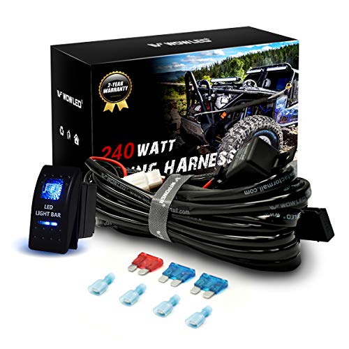 WOWLED High-end Wiring Harness Kit, LED Light Bar Wiring Harness Kit for Off Road Lights LED Light Bar with 12V 40A Relay On Off Switch(2 Lead)