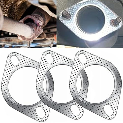 Image of 3 PCS Car Exhaust Gasket, Ultra Seal 2-Bolt 2.5-Inch Exhaust Flange Gasket, Reinforced High Temperature Gasket Exhaust Flange Gasket,Used for Exhaust Turbo Catback Headers, Car Accessories (2.5 Inch)