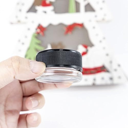 Miniatura 6 de Tarros redondos de vidrio con tapas negras, recipientes pequeños duraderos para cosméticos, recipientes de vidrio de 0.3 fl oz con tapas para