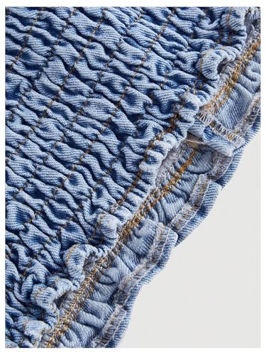 MakeMeChic Women's Shirred Denim Vest Tops Tie Backless Slim Fit Halter Crop Top4