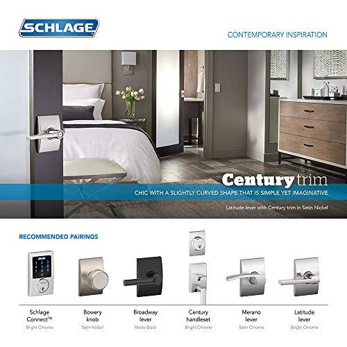 Schlage F10 Lat 618 Cen Latitude Lever With Century Trim Hall And Closet, Polished Nickel #TOP7