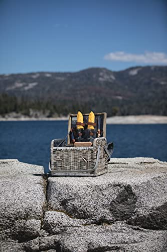 Picnic Time Kabrio Wine & Cheese Picnic Basket Set With Lid For 2, One Size, (Anthology Collection-Gray With Gold Accents) #TOP5