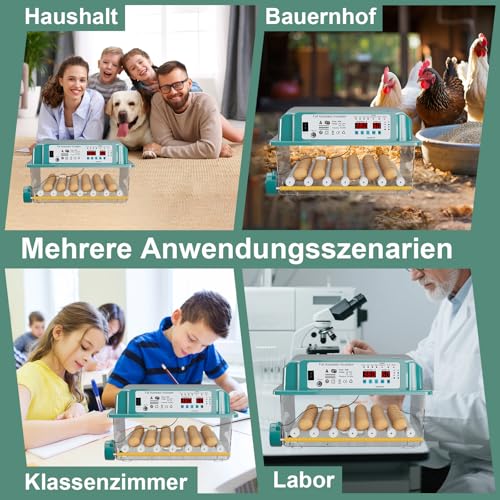 CoInceptus Brutautomat Vollautomatisch, Inkubator Hühner 24-36 Eier mit Automatischem Eierwenden und Automatischer Wasserzugabe, Brutkasten Hühner mit Vier Automatischen Inkubationsmodi