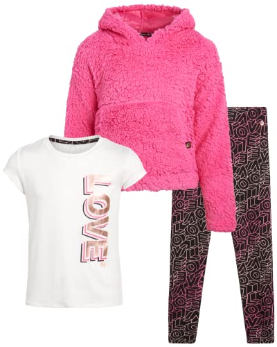 Rbx Girls' Legging Set - 3 Piece Hoodie Sweatshirt, T-Shirt, And Leggings (Size: 7-16), Size 10-12, Sangria Sunset #TOP25