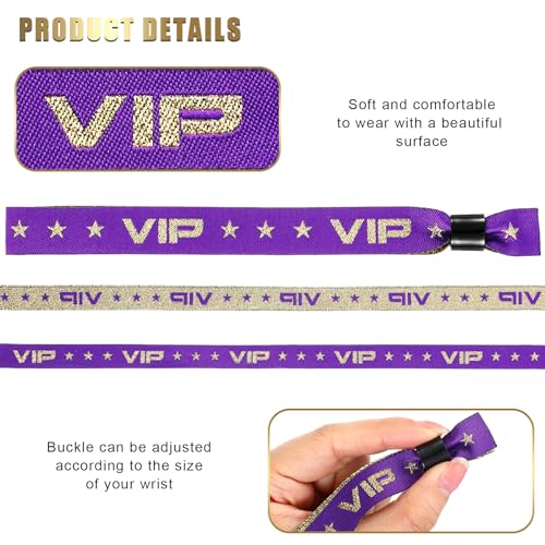 Bracelets VIP pour événements en tissu violet - Lot de 100 pièces - 3