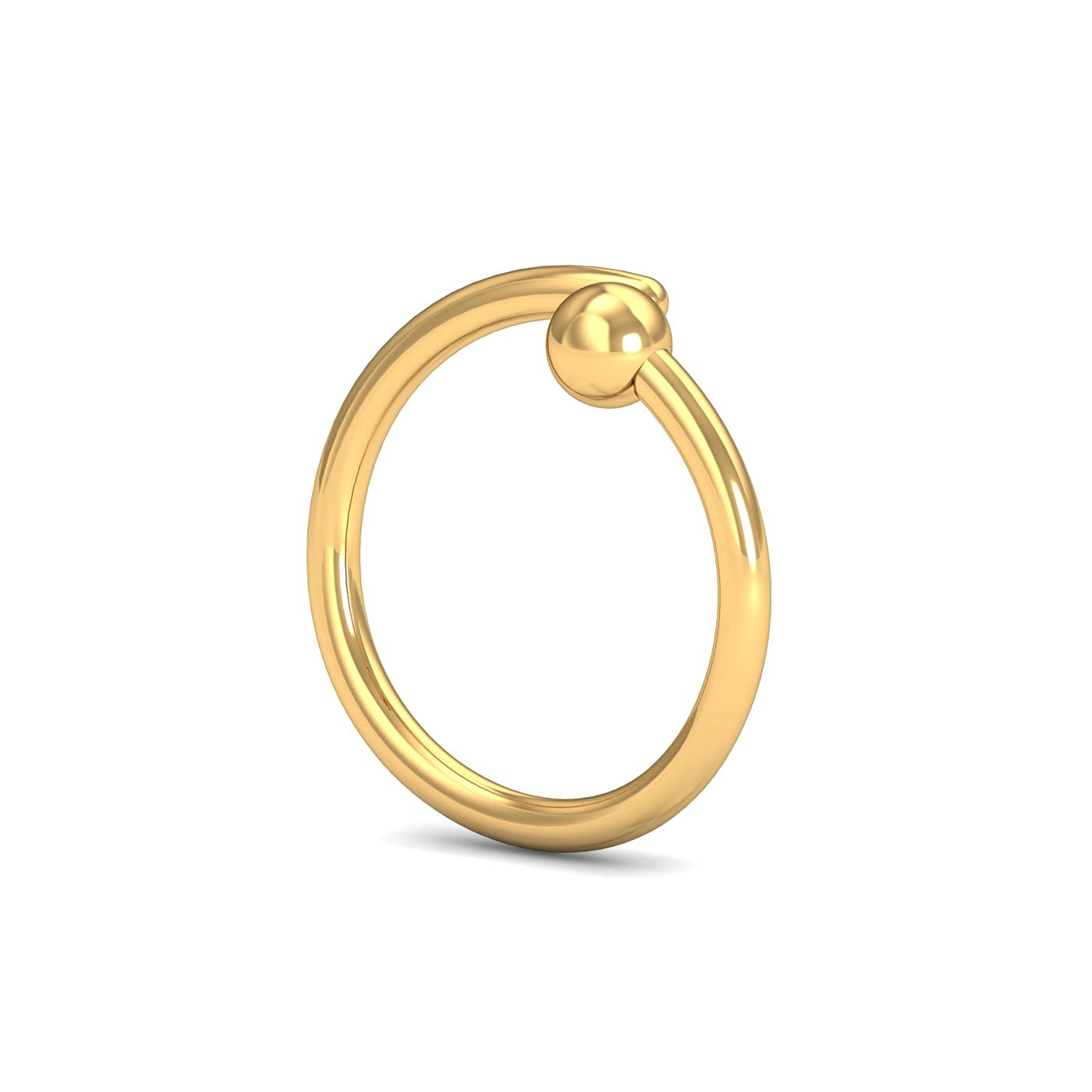 18K Yellow Gold Basic Round Nose Ring for Women (Piercing Required)|BIS-Hallmarked Gold Nose Ring
