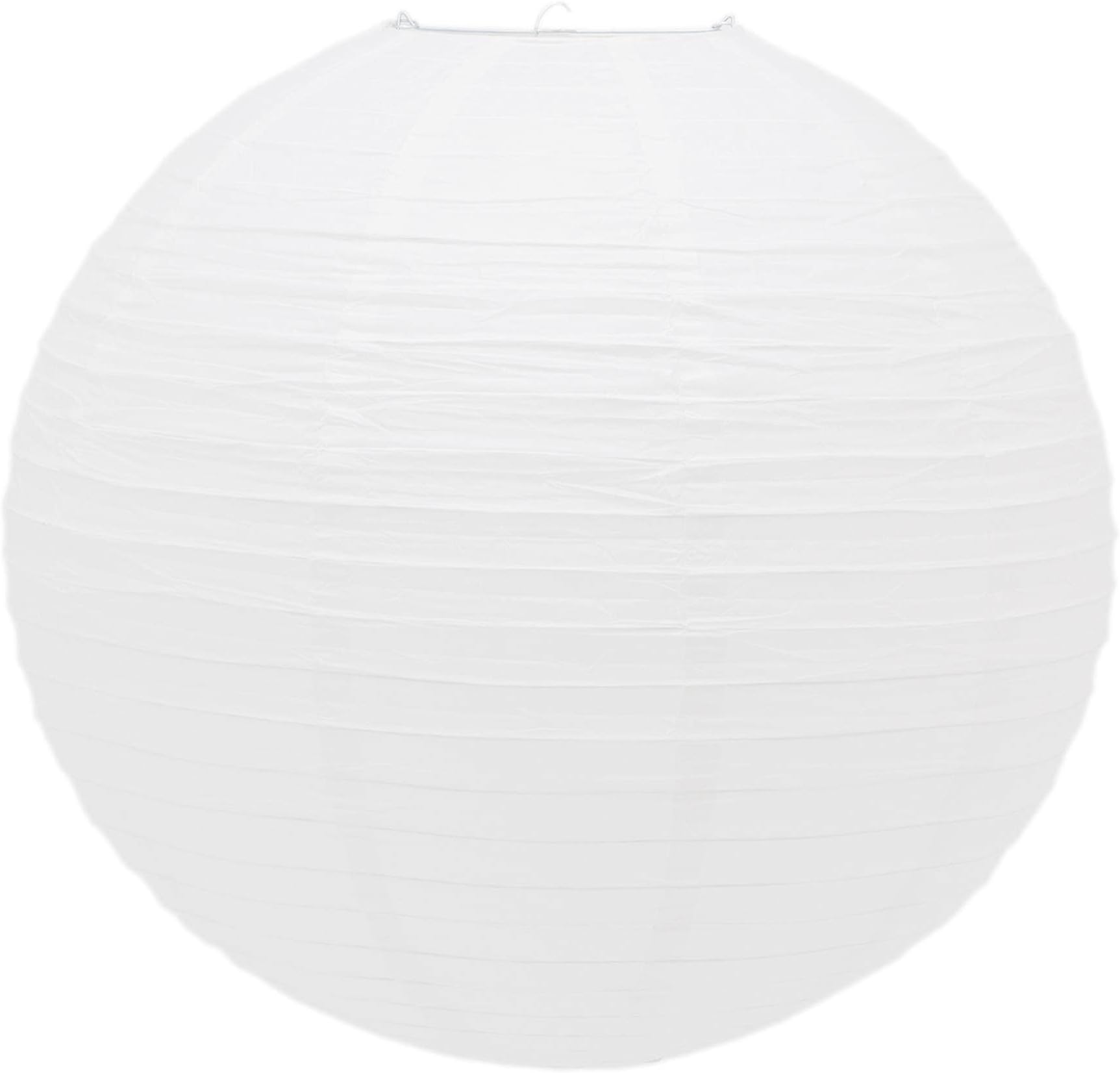 50cm Round White Paper Light Shade Lantern | Classic Bamboo Style Ribbed Paper Lampshade | Large Circle Ceiling Lightshade