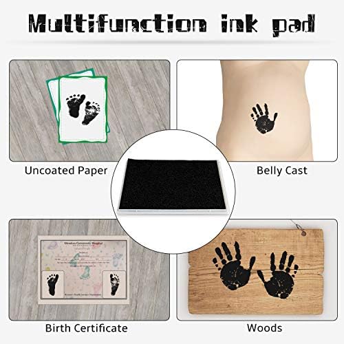 Ink Pad, 5x4'' Washable Non-Toxic Ink Stamp Pad for Baby Footprint Handprint, Black — view 3