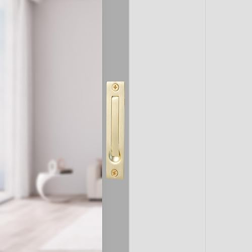 Miniatura 6 de Paquete de 1 tirador de borde de puerta de bolsillo, oro cepillado, 4 pulgadas, manijas de puerta de bolsillo de montaje empotrado, herrajes para
