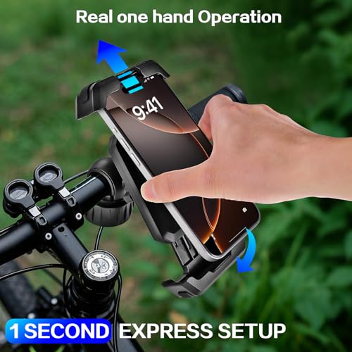 Motorcycle Phone Mount Holder,Bike Phone Holder,Handlebar Phone Mount,Quick Lock Handlebar Clip for Motorcycle Handlebar,Motorcycle Accessories For iPhone Samsung,All Cell Smartphones Bike Accessories