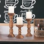 Farmhouse Wooden Candle Holders for Pillar Candles Set of 3, Rustic Wood Candle Holder Table Centerpiece Decor, 12'' 9'' 6'' Vintage Tall Candle Stand Decorative, Brown - Image 4