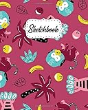  Sketchbook: Awesome Pink Journal Book for Drawing, Sketching, Painting & Writing  Workbook & Notebook for Class, Work or Home Use  Funky Monkey & Banana Pattern