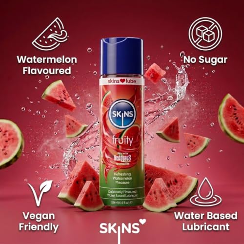 Image of Skins Watermelon Flavoured Water Based Condom Compatible Lubricant with Reaquav8 Technology 4.4 Fl Oz (130ml)