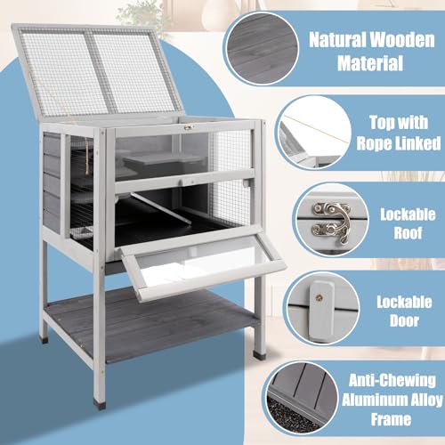 Gowoodhut 3-Tier Hamster Cage, Large Hamster Cages and Habitat for Chinchilla Ferret Rat, Small Animal Cage Guinea Pig Cage with Openable Top, Front Door, Storage Shelf