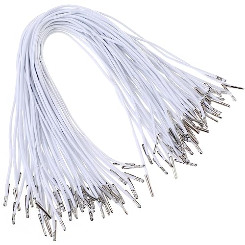 SEWACC 50pcs White Elastic Barbed Cords with Metal Ends, 28cm Elastic Loop Stretch Thread String for DIY Craft