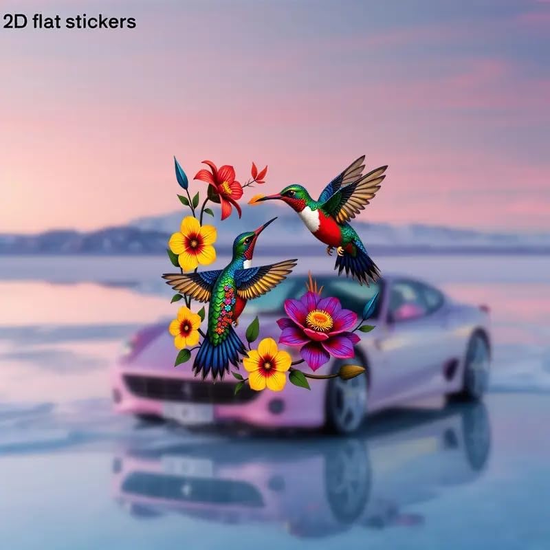 Hummingbird Floral Through Wall PVC Vinyl Car Decals Stickers Waterproof Self-Adhesive Decals for Cars, Laptops, Trucks, Motorcycles Wall Window Luggage Scratch Cover Door Decor Sticker - Image 4
